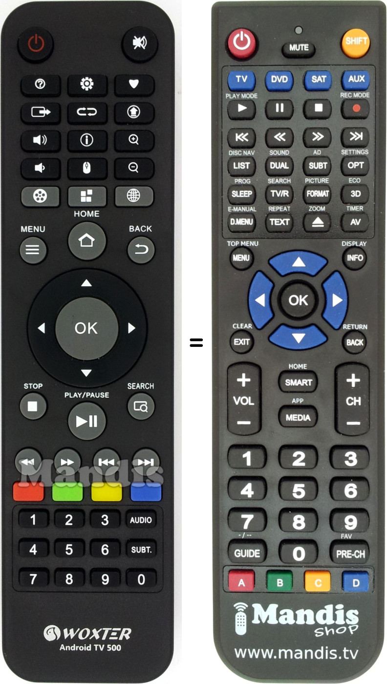 Replacement remote control Android TV 500
