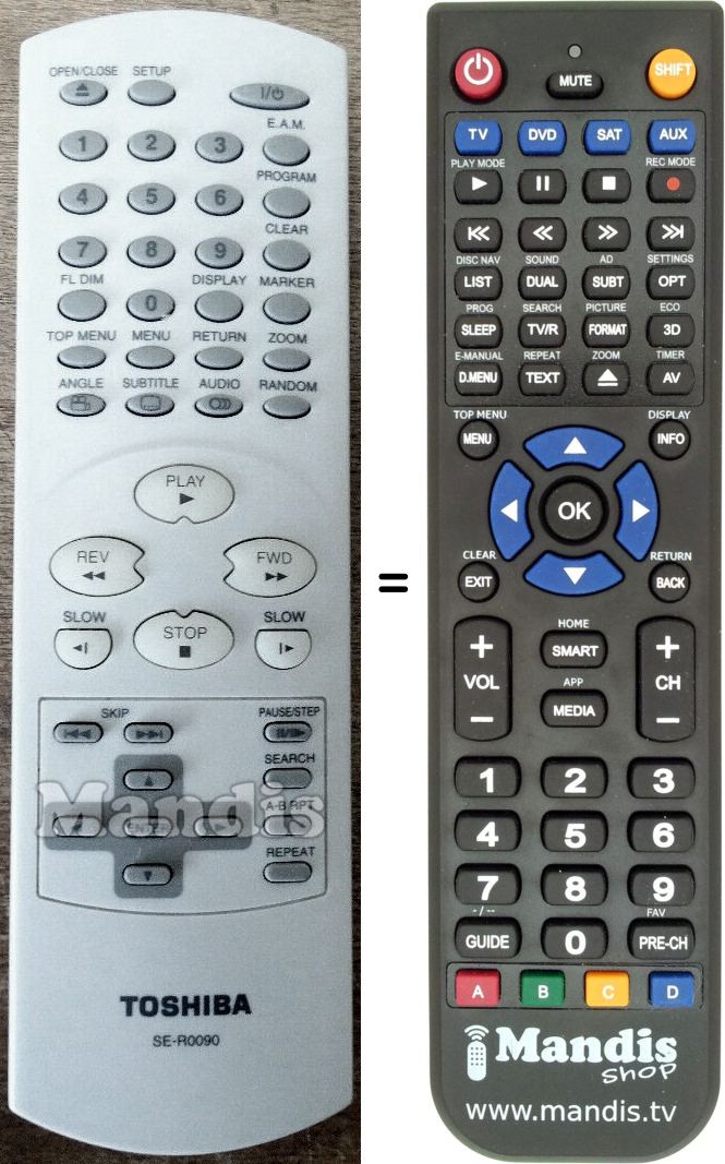 Replacement remote control Toshiba SE-R0090