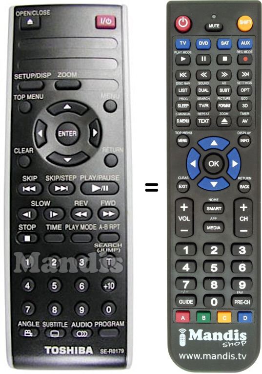 Replacement remote control Toshiba SE-R0179