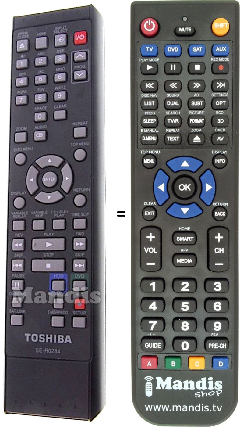 Replacement remote control Toshiba SE-R0284