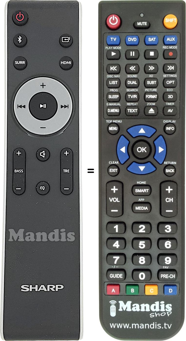 Replacement remote control HT-SBW800