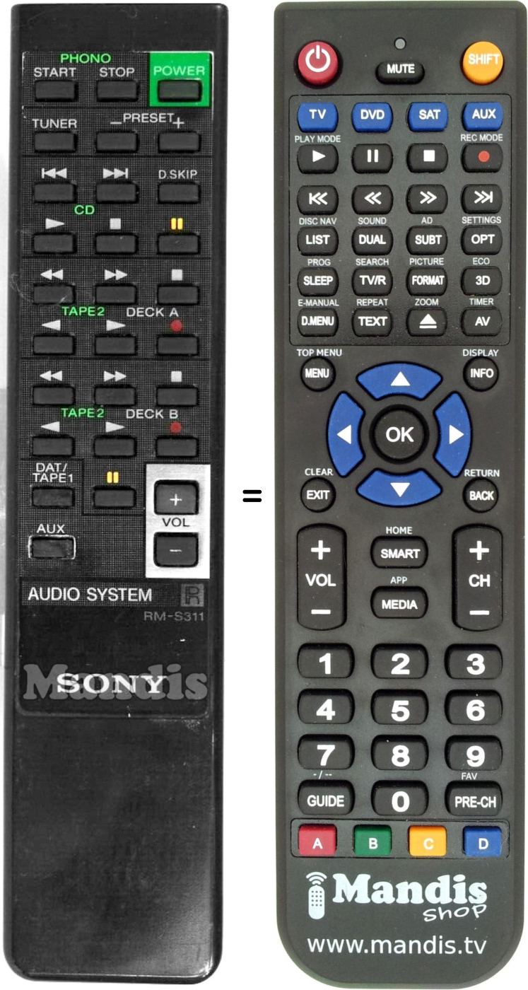 Replacement remote control Sony RM-S311