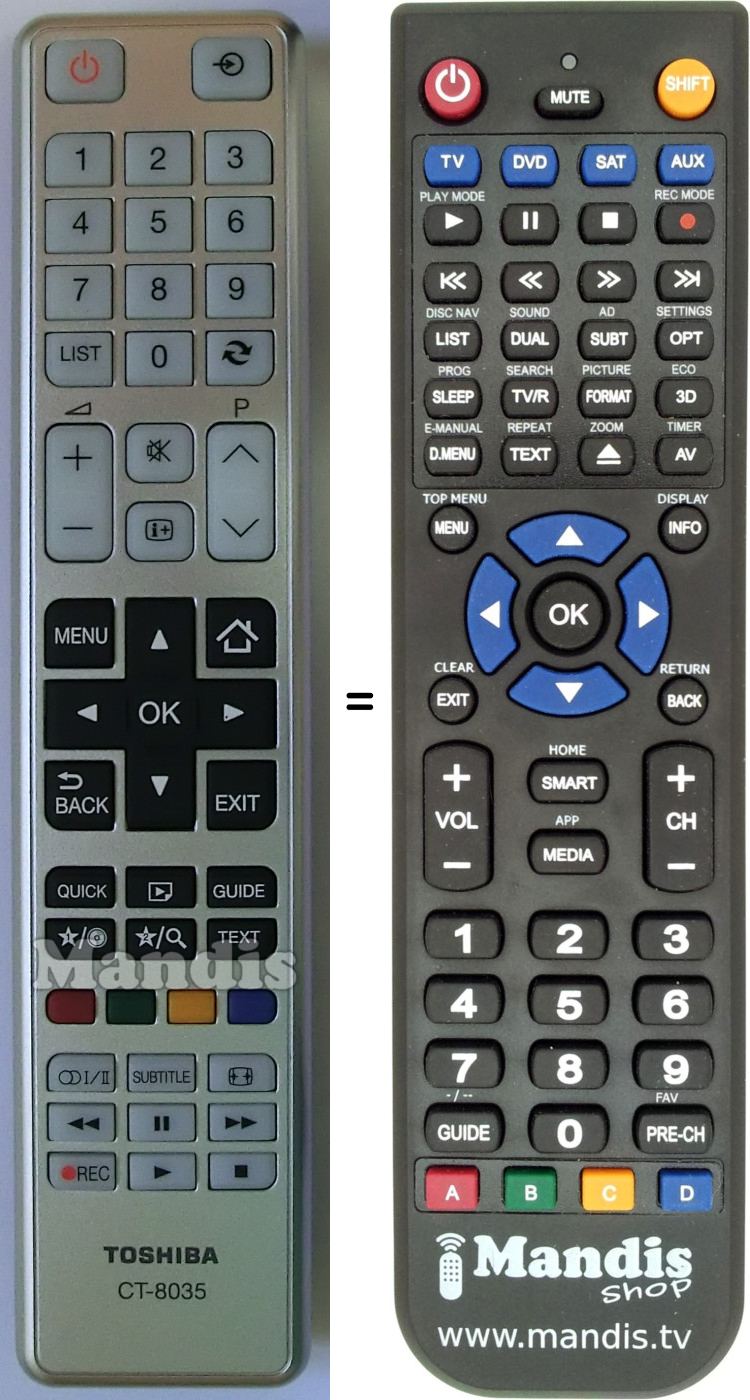 Replacement remote control Toshiba CT8035