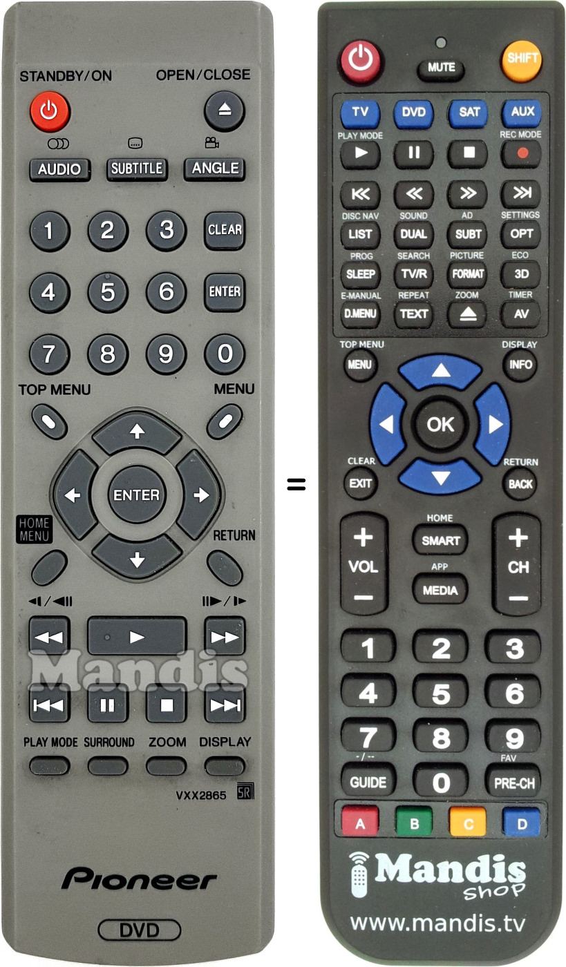 Replacement remote control Pioneer VXX2865