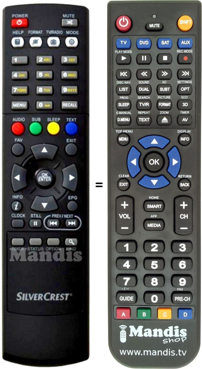 Replacement remote control Silvercrest SSR 1080 B2