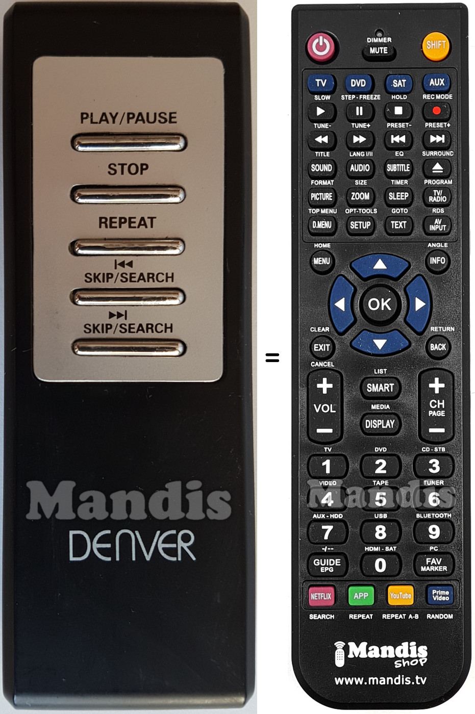 Replacement remote control Denver MMP-200