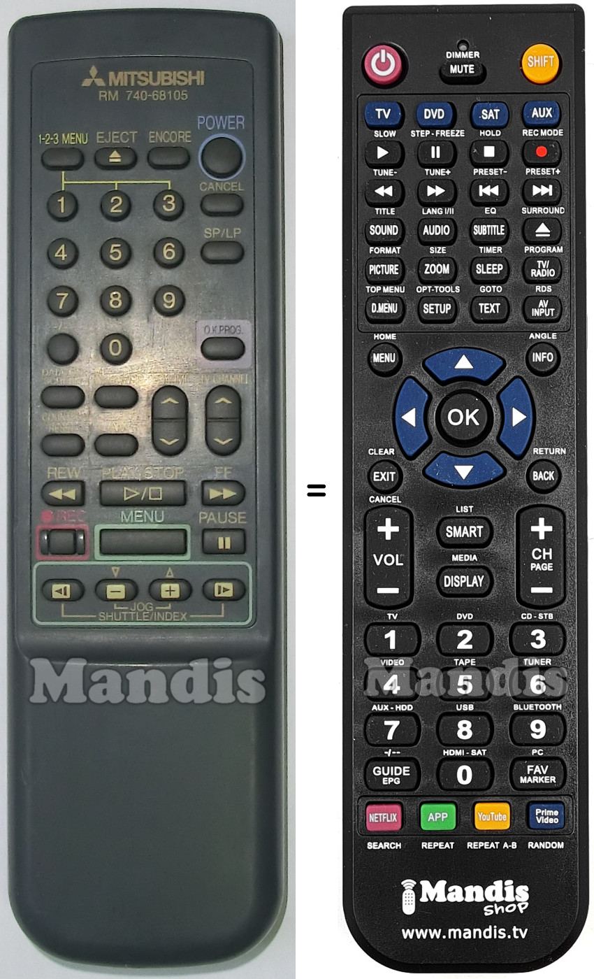 Replacement remote control RM740-68105
