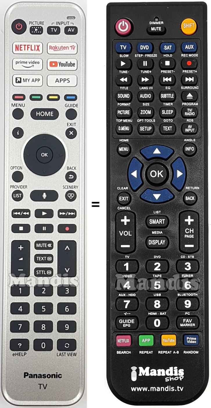 Replacement remote control Panasonic N2QBYA000048