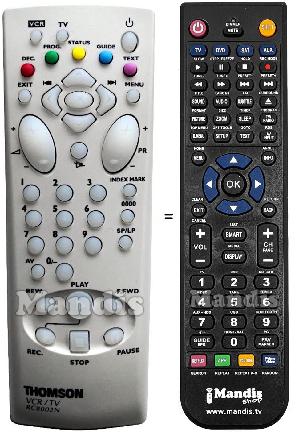 Replacement remote control Thomson RC8002N