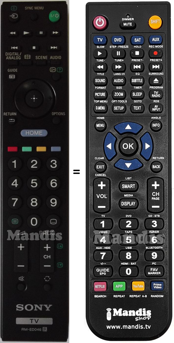 Replacement remote control Sony RM-ED046