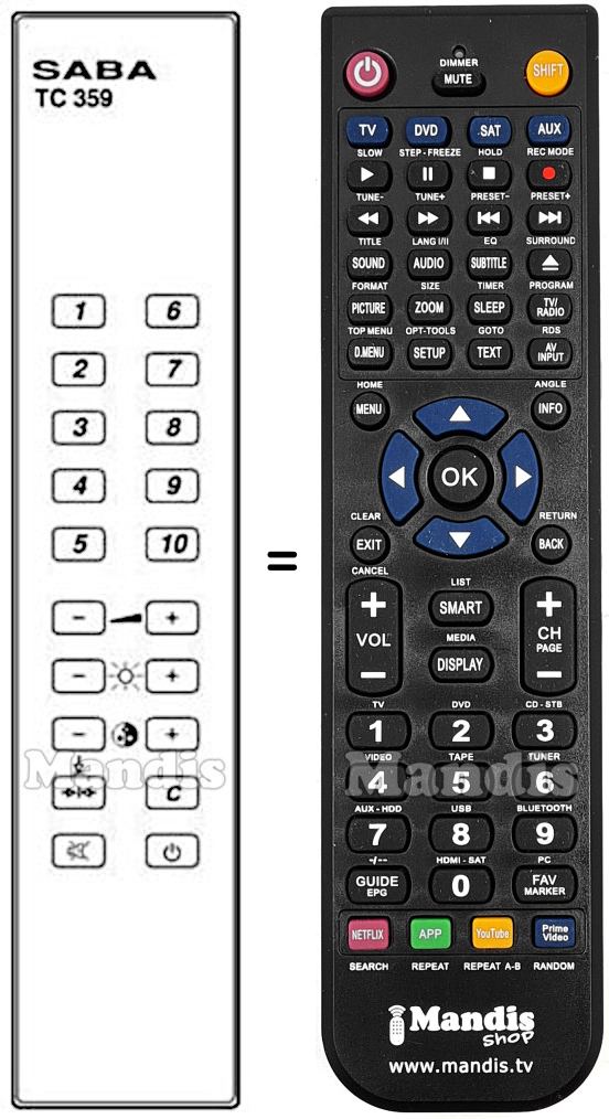 Replacement remote control TC 359