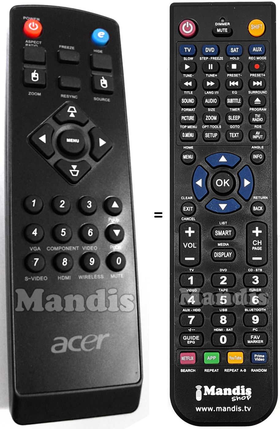 Replacement remote control Acer VZ.K0300.001