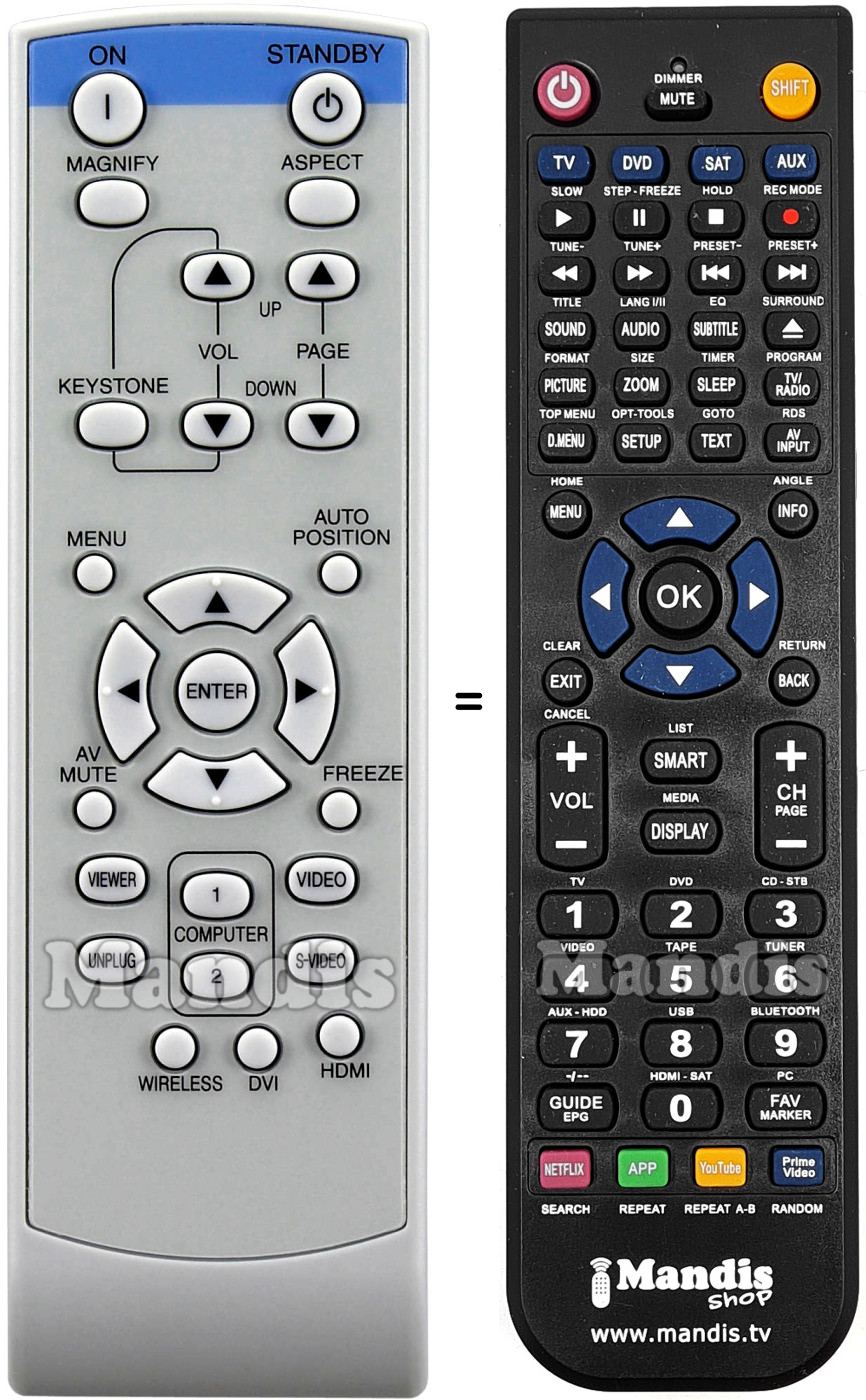 Replacement remote control Mitsubishi XD280U