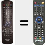Replacement remote control for TVCONTROL2 (720116020000)
