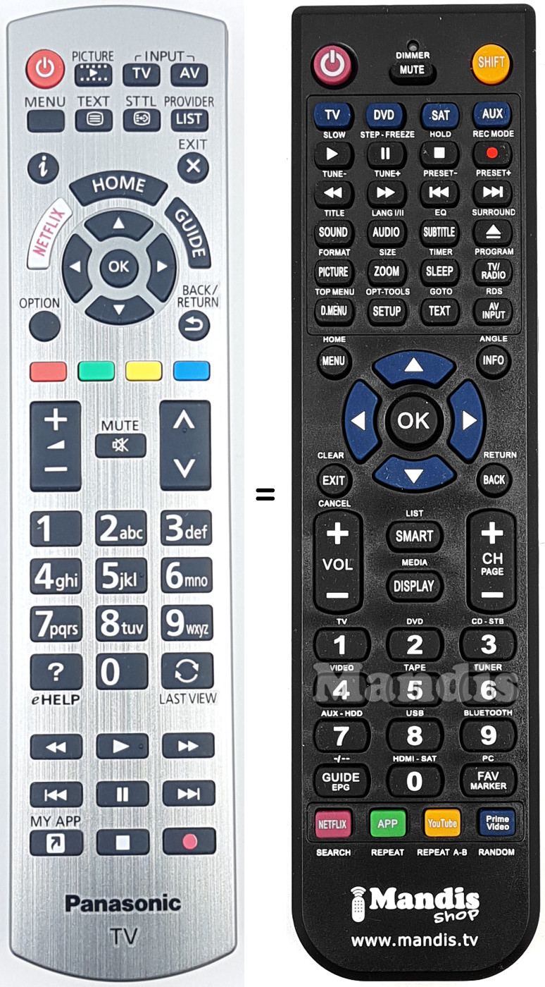 Replacement remote control Panasonic N2QAYB001253