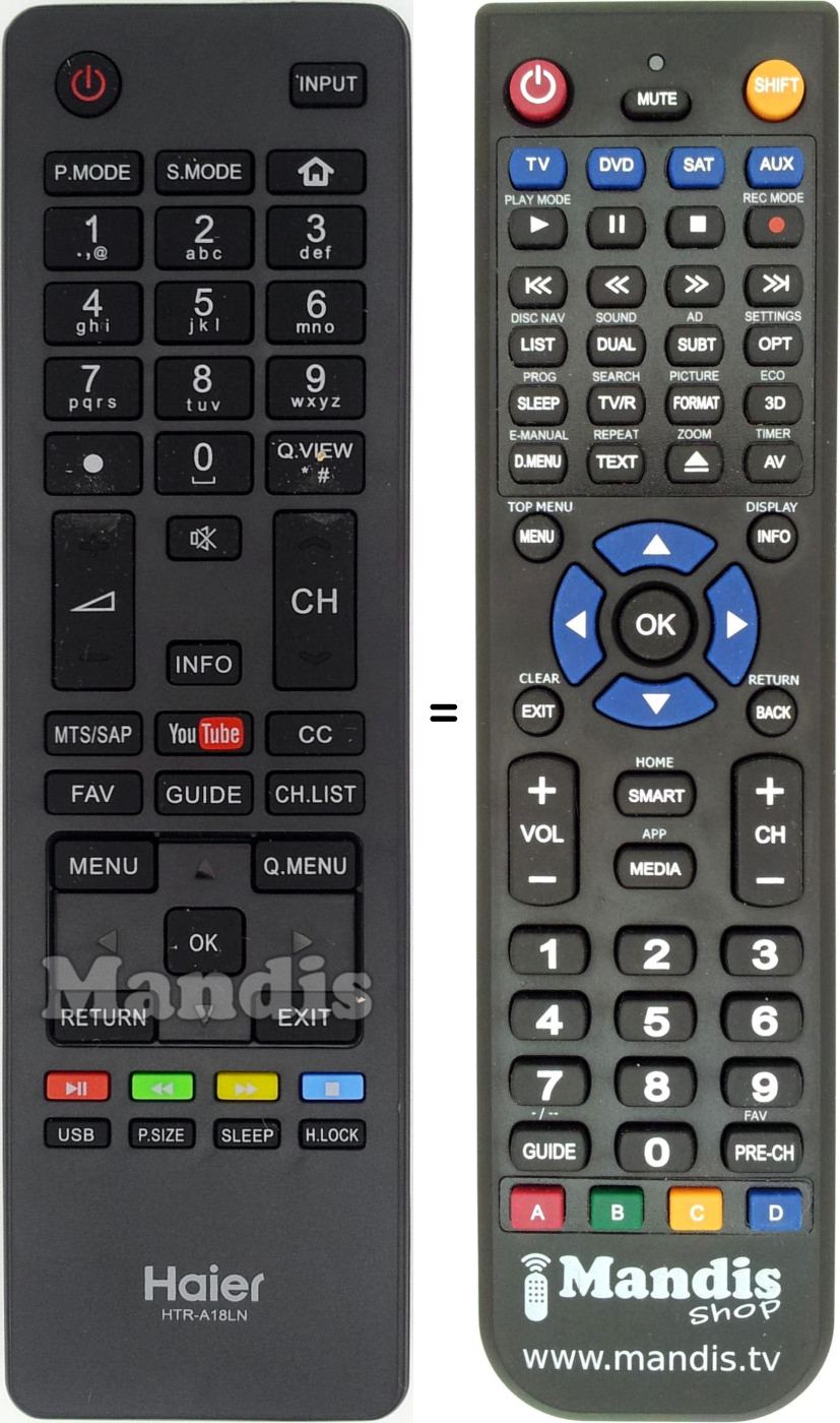 Replacement remote control Haier HTR-A18LN