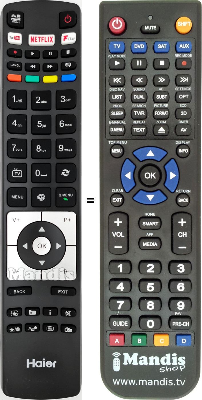 Replacement remote control Haier 0530019282