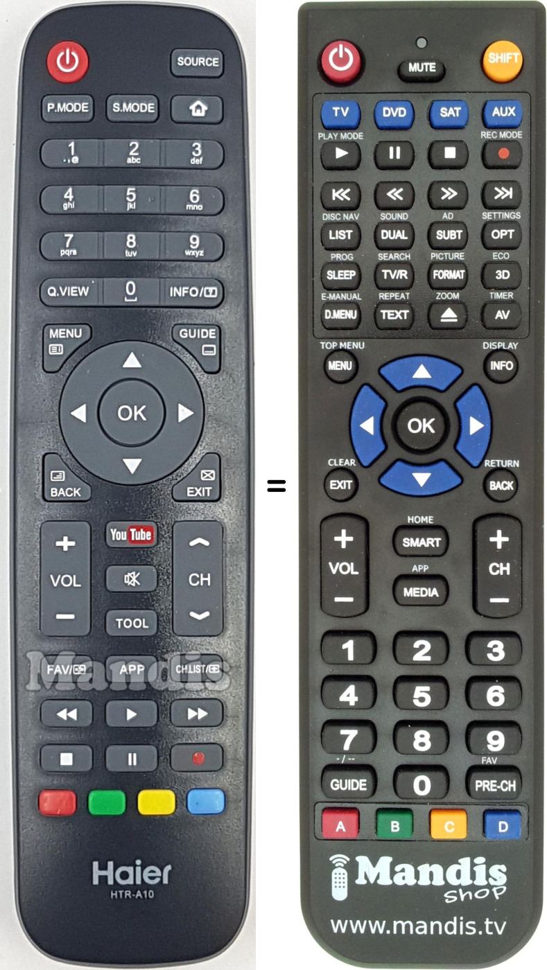 Replacement remote control Haier 0530044555