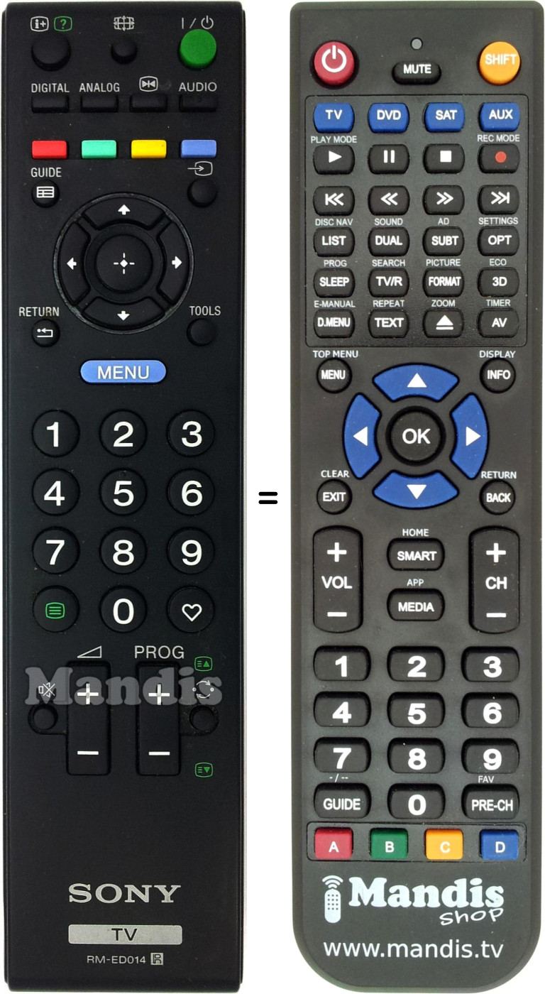 Replacement remote control Sony RM-ED014