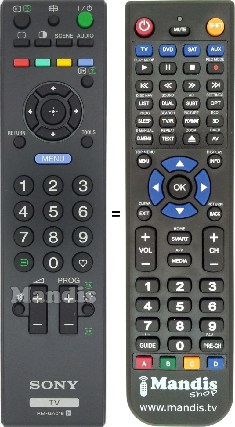 Replacement remote control Sony RM-GA016