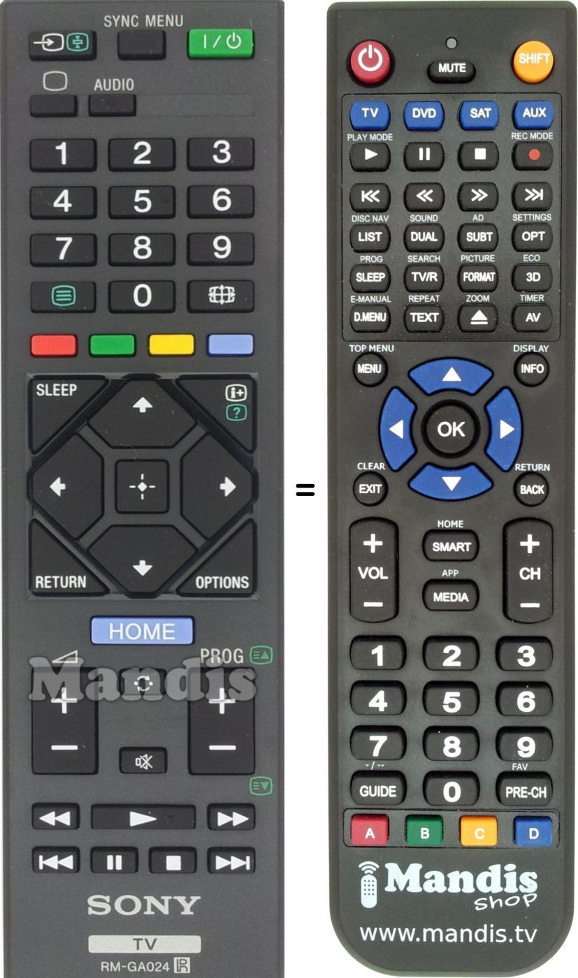 Replacement remote control Sony RM-GA024