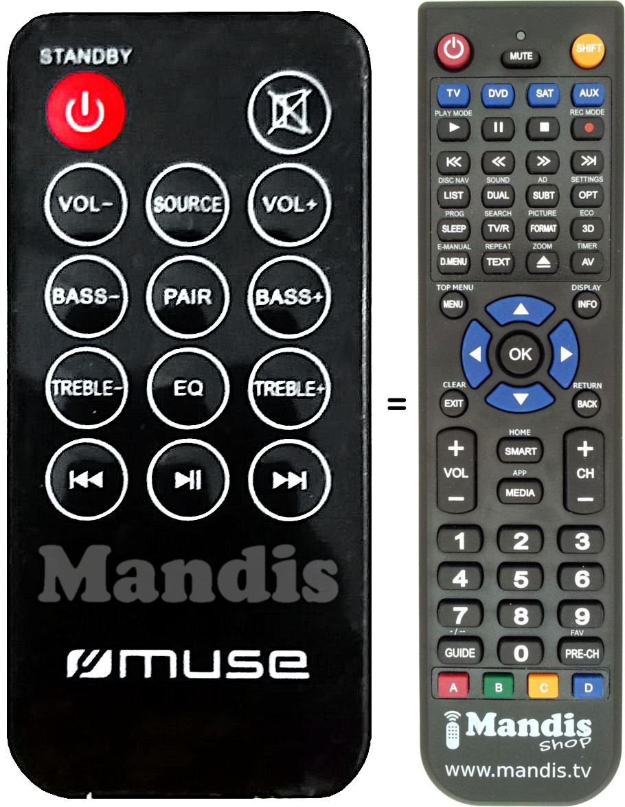 Replacement remote control Muse 1520 SBT