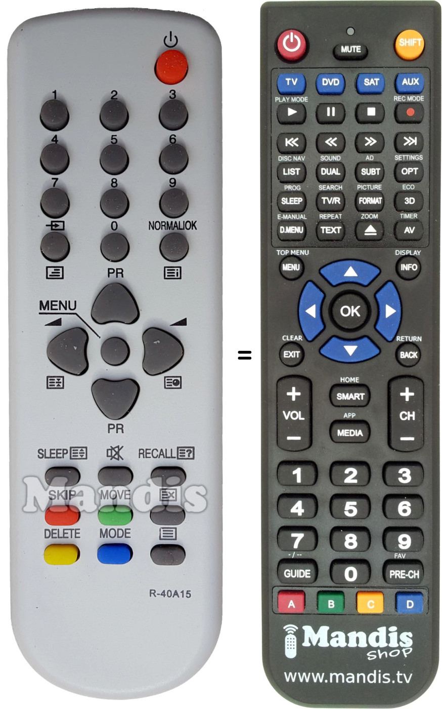 Replacement remote control Mitsubishi R-40A15