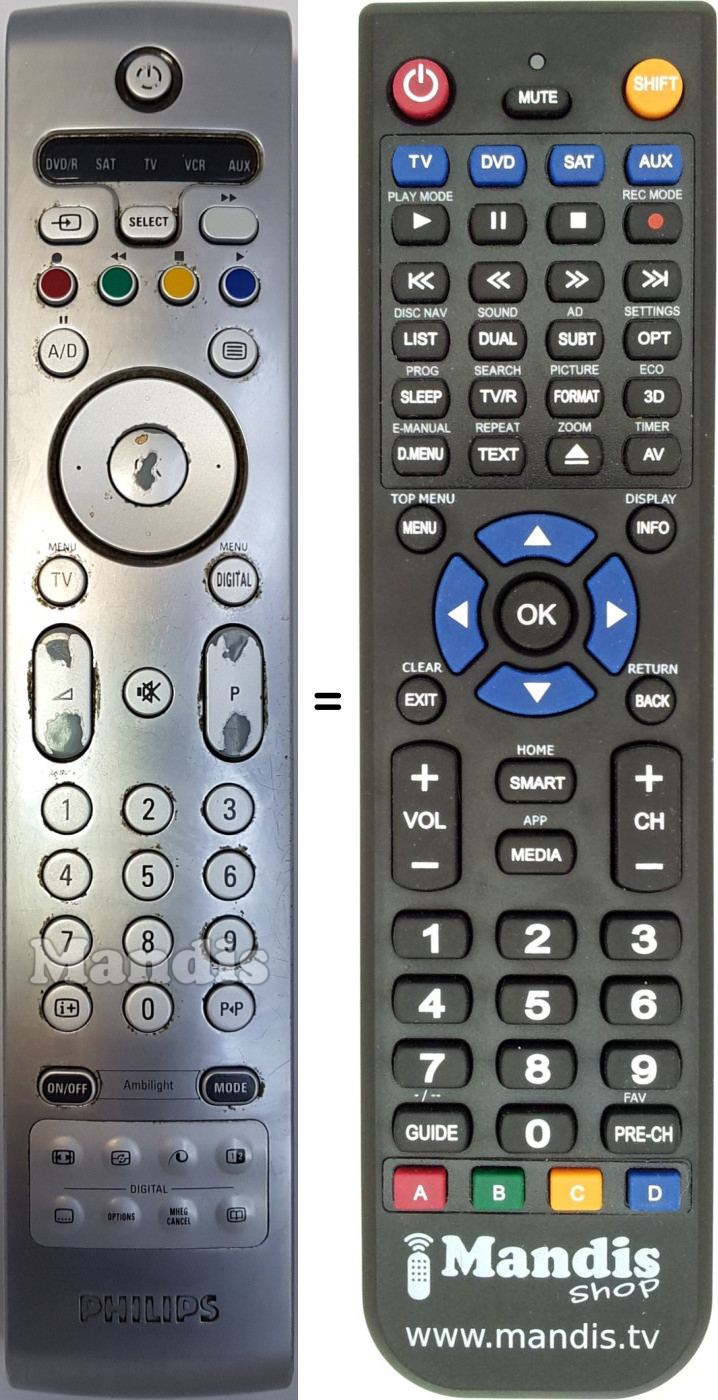 Mando a distancia equivalente RC4312EU
