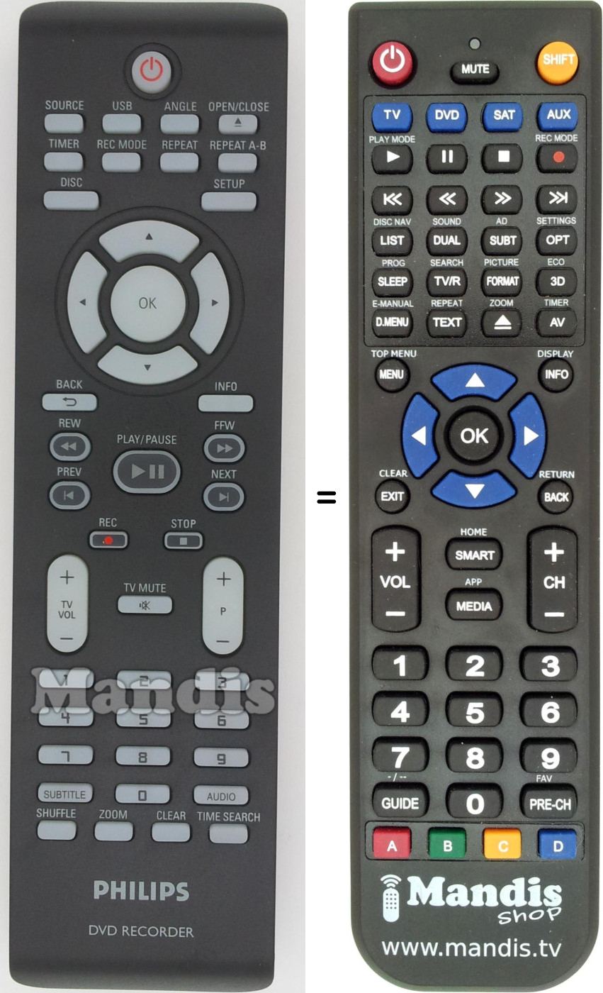 Mando a distancia equivalente Philips CRP64001