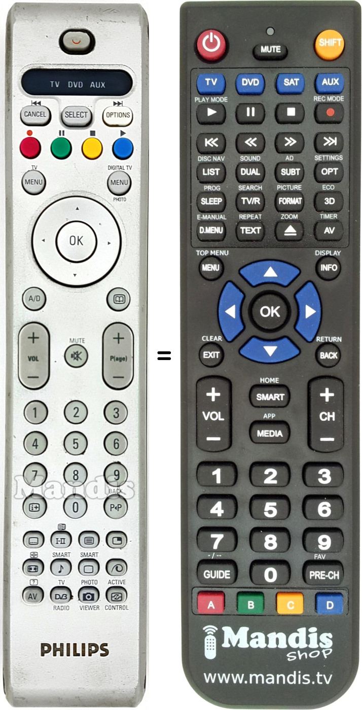 Mando a distancia equivalente Philips RC 4347 / 01