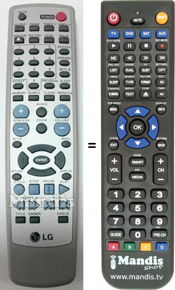 Replacement remote control LG 6710RCAG01A