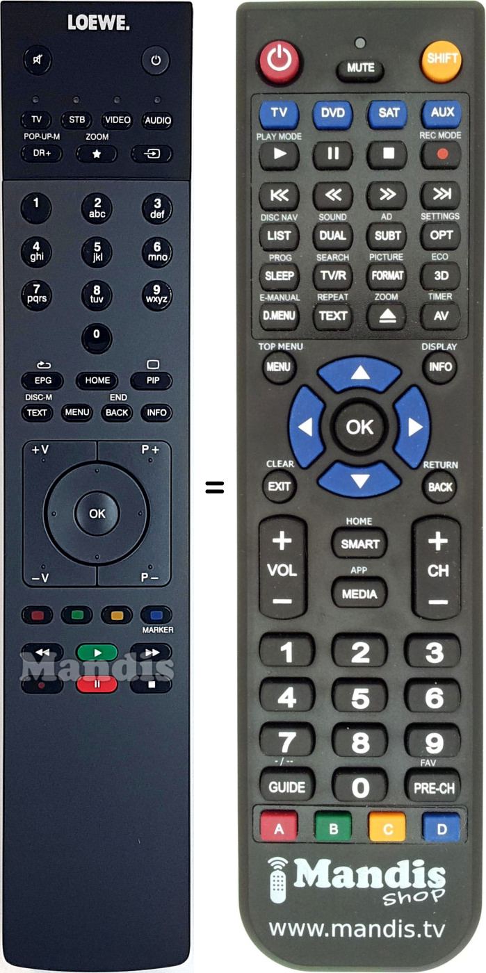 Replacement remote control Loewe 89900D13