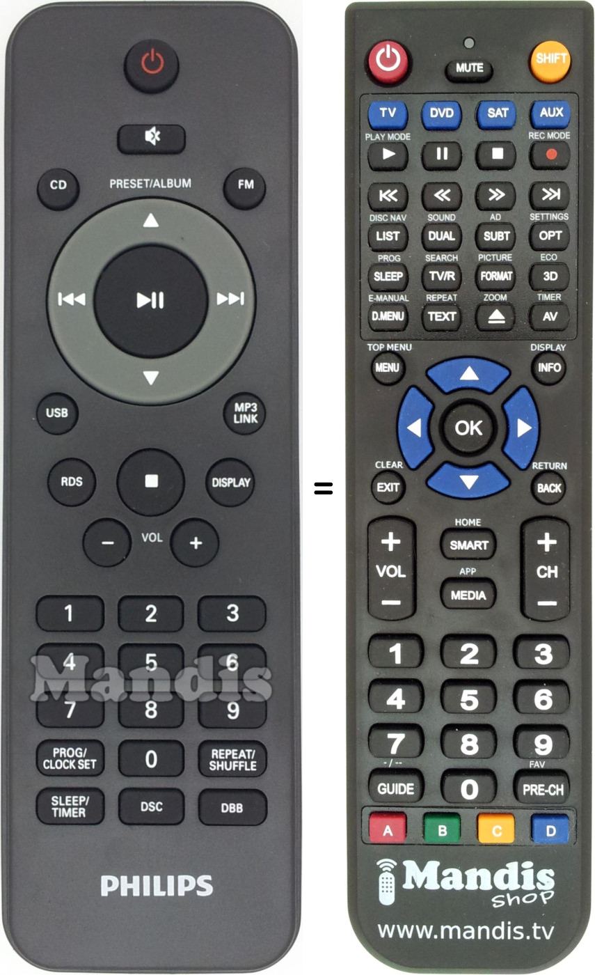 Mando a distancia equivalente Philips 996510047281