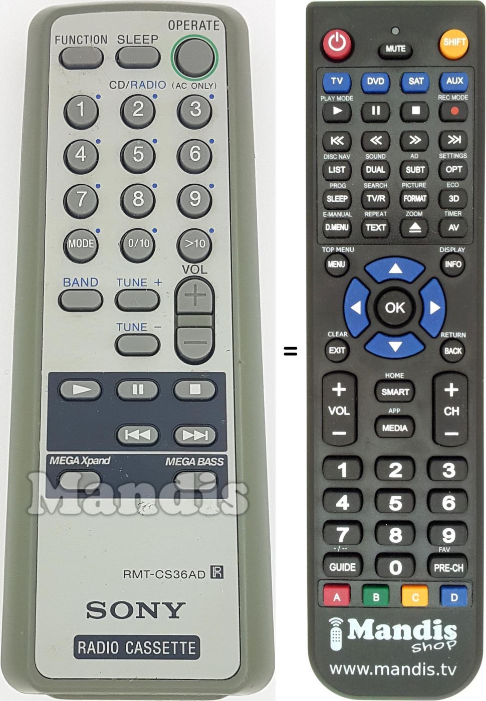 Replacement remote control RMT-CS36AD