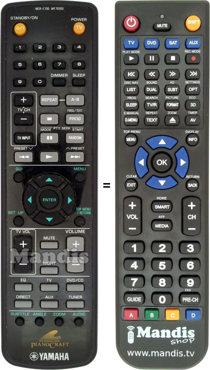 Replacement remote control Yamaha MCR-E700