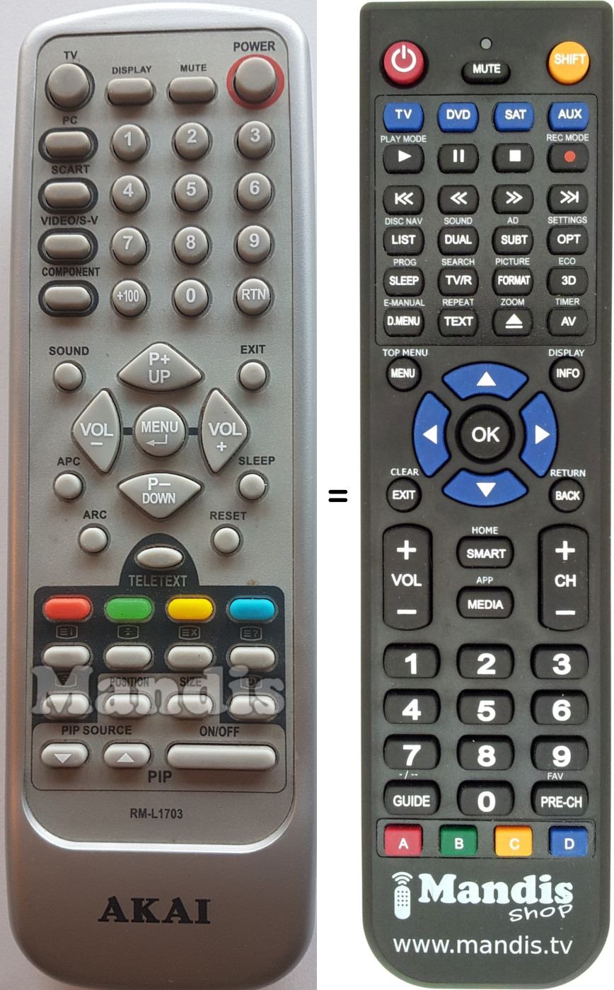Replacement remote control Akai RM-L 1703