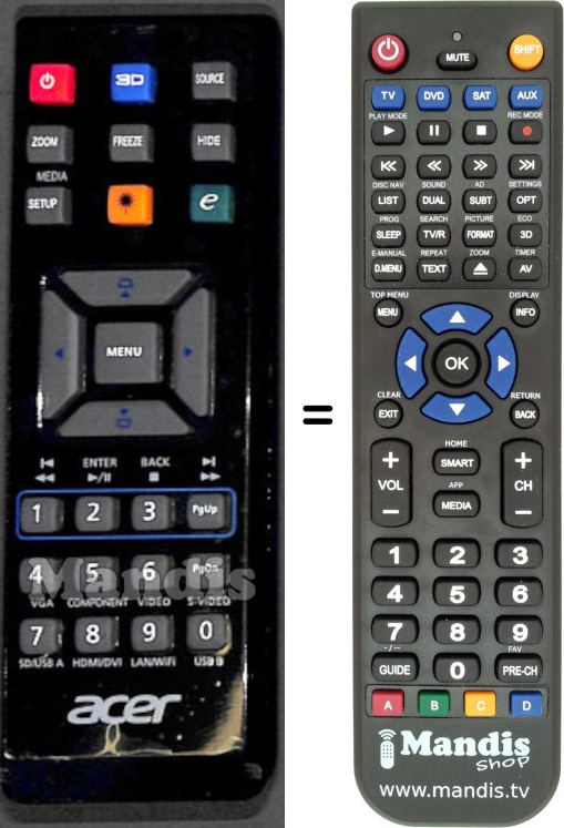 Replacement remote control Acer E-26110