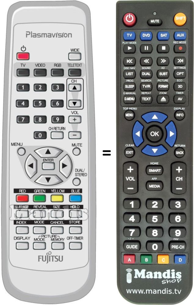 Replacement remote control Fujitsu P42HTA51ES