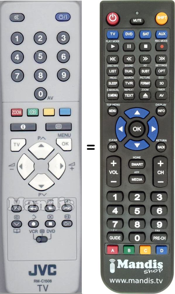Replacement remote control JVC RM-C1508