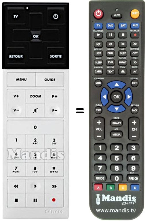Replacement remote control CANAL+ REMCON194