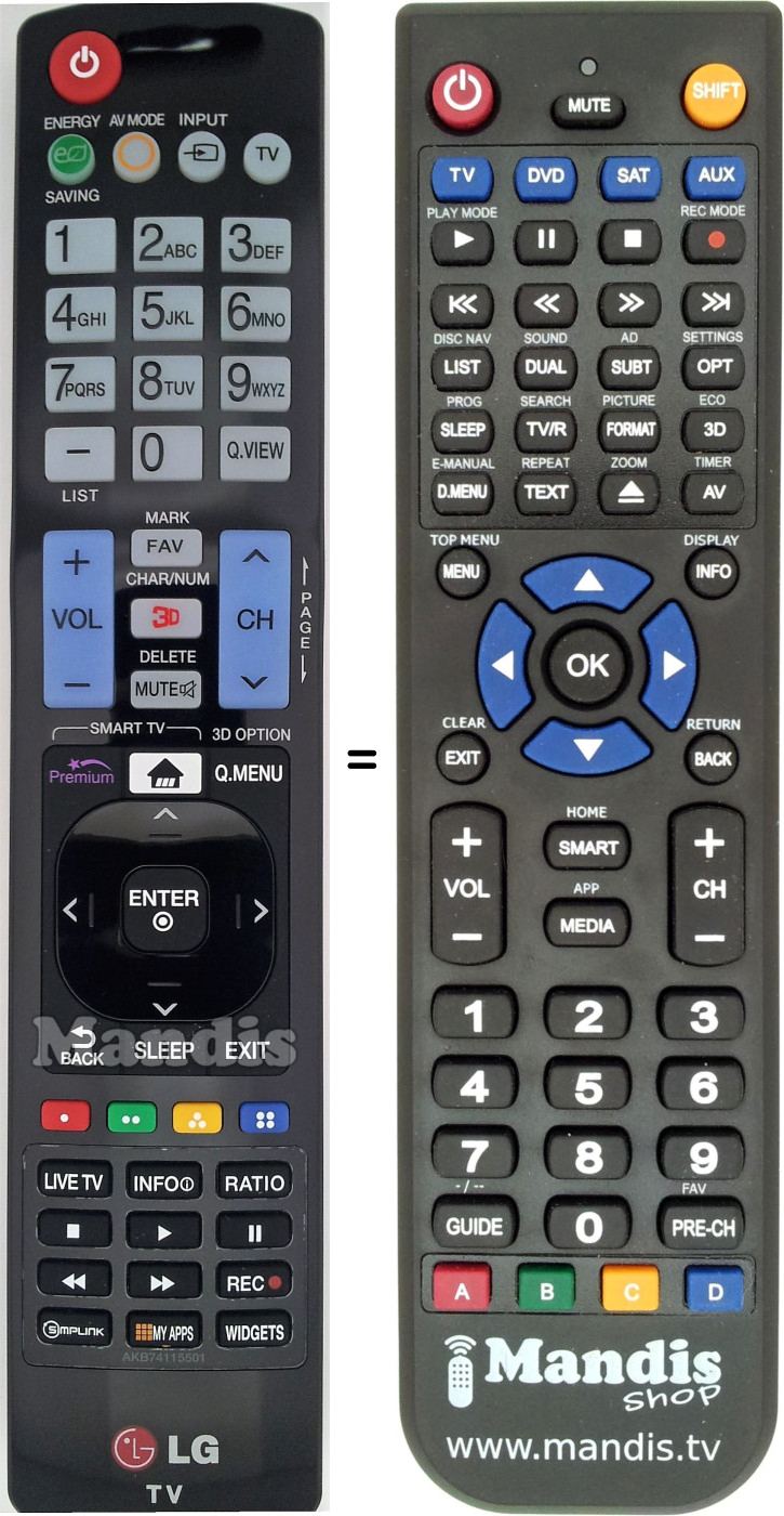 Replacement remote control LG AKB74115501