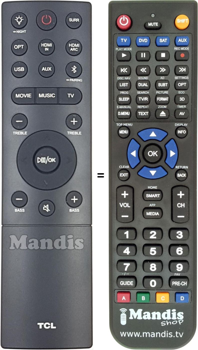 Replacement remote control MA06TS8TSPN18