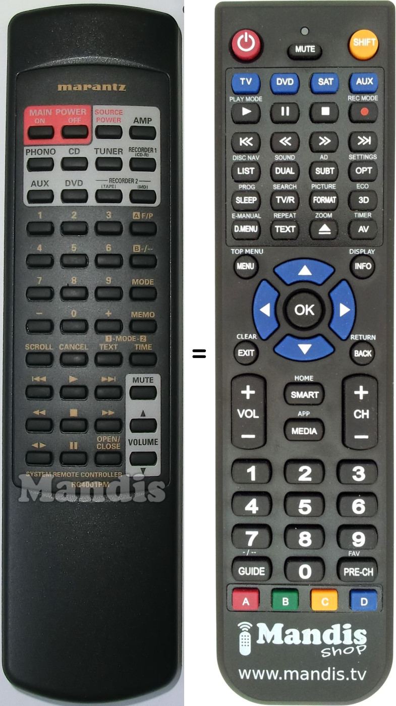 Replacement remote control Marantz RC4001PM