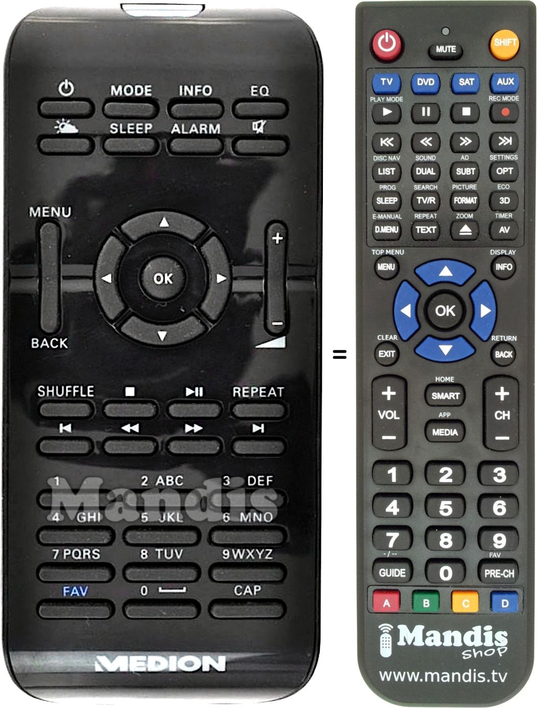 Replacement remote control Medion MD86562