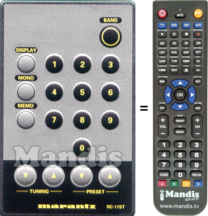 Replacement remote control RC-17ST