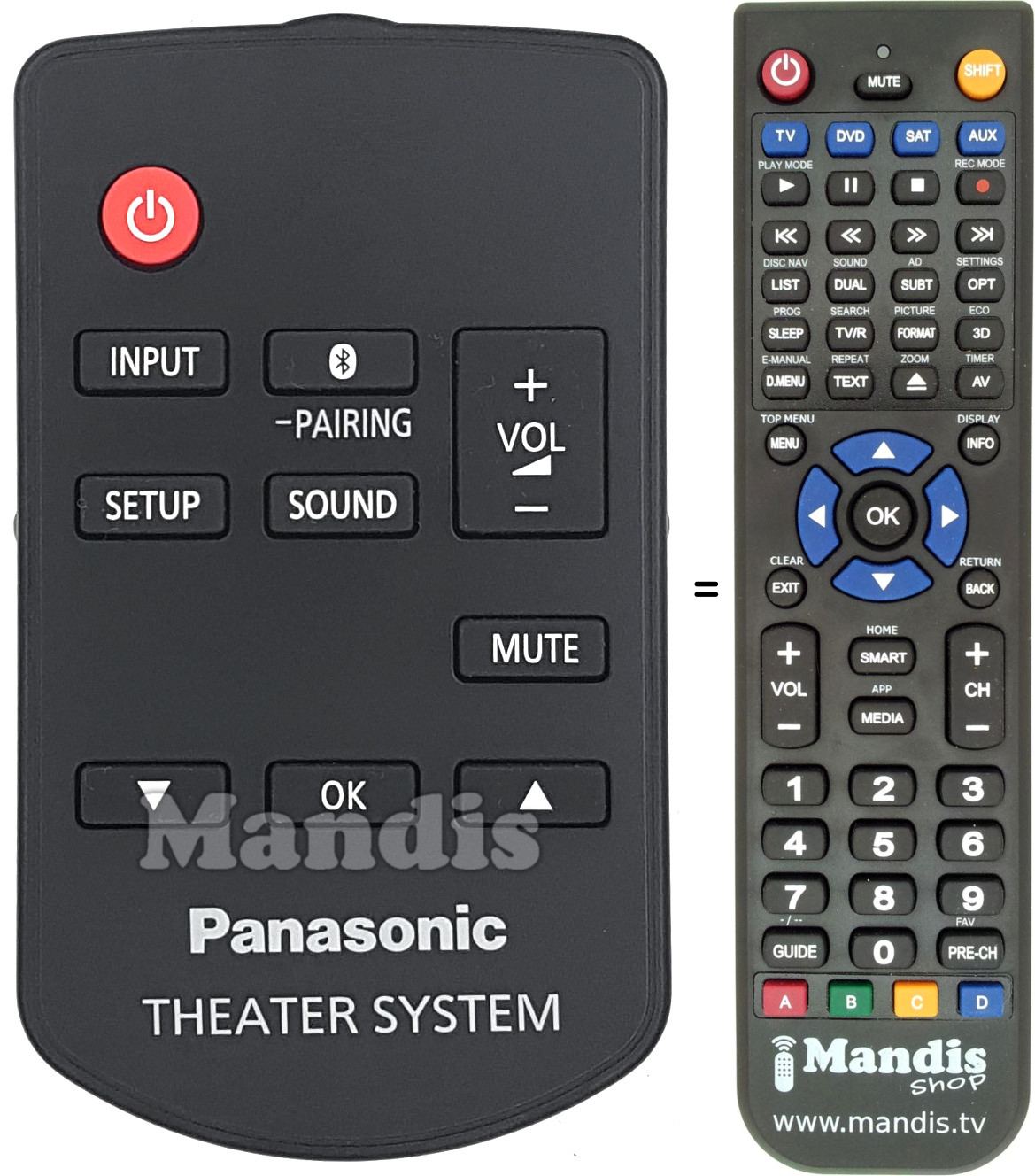 Mando a distancia equivalente Panasonic N2QAYC000121