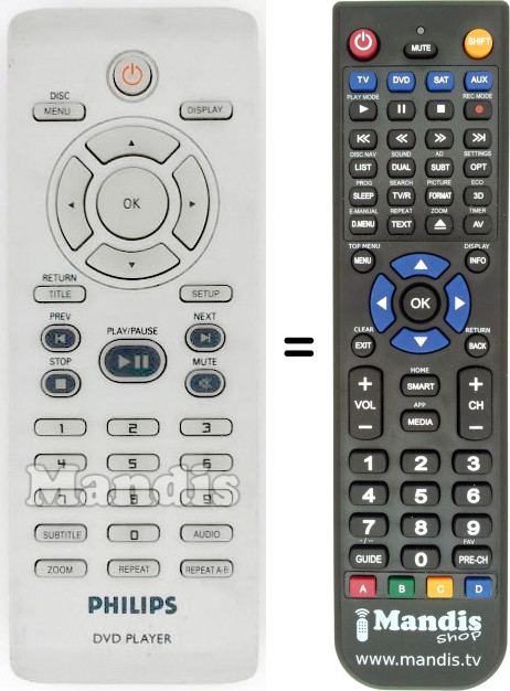 Mando a distancia equivalente Philips 242254900908
