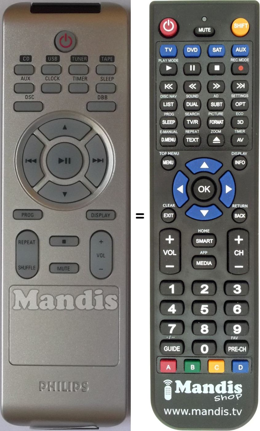 Replacement remote control Philips 996510005452