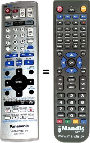 Mando a distancia equivalente Panasonic EUR7720X50