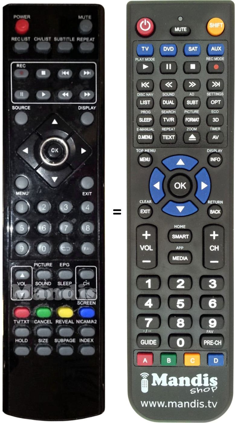 Replacement remote control Q-MEDIA QLE26D11HM4-TL